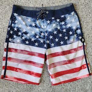 Hurley Board Shorts Mens 30 Phantom American Flag Stars Stripes Excellent